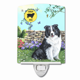 Border Collie Crossing Ceramic Night Light