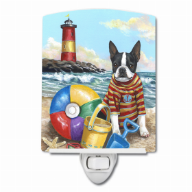 Boston Terrier Beach Baby Ceramic Night Light