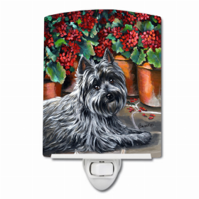 Cairn Terrier Geraniums Ceramic Night Light