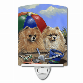 Pomeranian Beach Ceramic Night Light