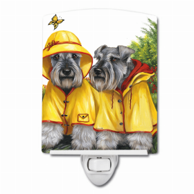 Schnauzer Rain Gear Ceramic Night Light