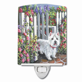 Westie At the Gate Ceramic Night Light