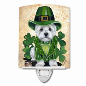 Westie St Patrick's Day Leprechaun Ceramic Night Light