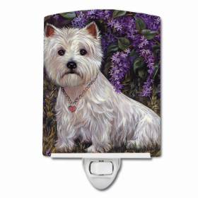 Westie Lily & Lilacs Ceramic Night Light