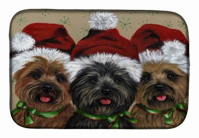 Cairn Terrier Christmas Ceaser and Co Art Dish Drying Mat