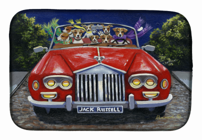 Jack Russell Evening Cruise Art Dish Drying Mat