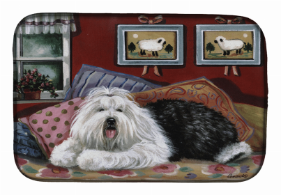 Old English Sheepdog Sweet Dreams Art Dish Drying Mat