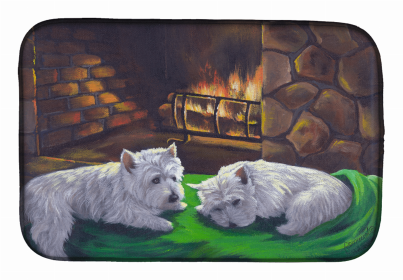 West Highland White Terrier/Westie A Winter's Night Art Dish Drying Mat