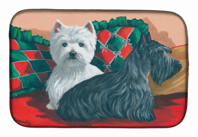 West Highland White Terrier/Westie and Scottie Great Scots Art Dish Drying Mat