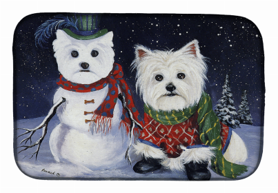 West Highland White Terrier/Westie Christmas Self Portrait Art Dish Drying Mat