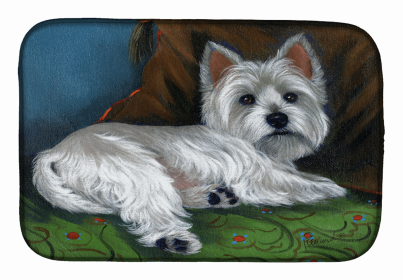 West Highland White Terrier/Westie Wake Up Art Dish Drying Mat