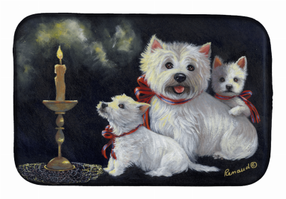 West Highland White Terrier/Westie Westie's Aglow Art Dish Drying Mat