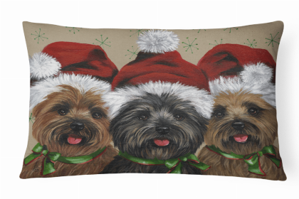 Cairn Terrier Christmas Ceaser and Co Portrait/Landscape Painting Fabric Decorative Pillow