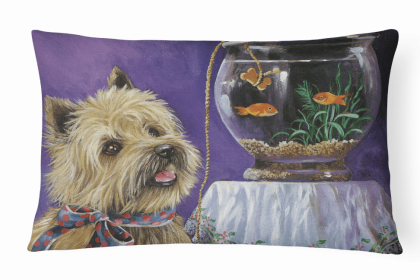 Cairn Terrier Gone Fishing Portrait/Landscape Painting Fabric Decorative Pillow