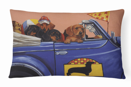 Dachshund Dachsmobile Portrait/Landscape Painting Fabric Decorative Pillow