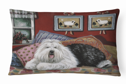 Old English Sheepdog Sweet Dreams Portrait/Landscape Painting Fabric Decorative Pillow