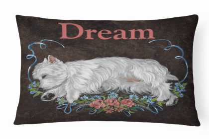 West Highland White Terrier Dream Portrait/Landscape Painting Fabric Decorative Pillow