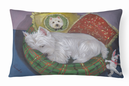 West Highland White Terrier Precious Toto Portrait/Landscape Painting Fabric Decorative Pillow