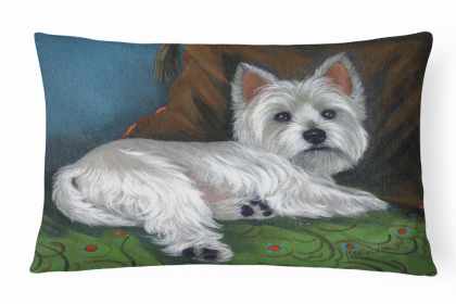 West Highland White Terrier Wake Up Portrait/Landscape Painting Fabric Decorative Pillow