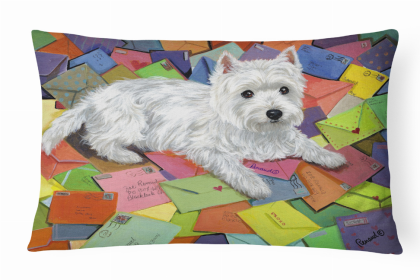 West Highland White Terrier - Zoe's Mail Portrait/Landscape Painting Fabric Decorative Pillow