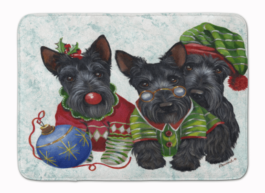 Scottist Terrier Christmas Elves Floor Mat