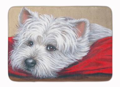 West Highland White Terrier/Westie Red Pillow Floor Mat