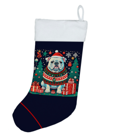 English Bulldog - White - Christmas Stocking