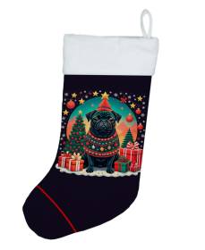 Pug - Black - Christmas Stocking