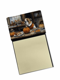 English Bulldog 2 Fall Kitchen Pumpkins Sticky Note Holder