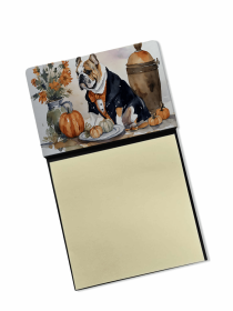 English Bulldog 3 Fall Kitchen Pumpkins Sticky Note Holder