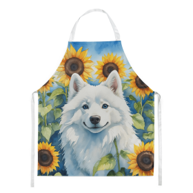 American Eskimo in Sunflowers Apron