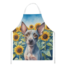 American Hairless Terrier in Sunflowers Apron