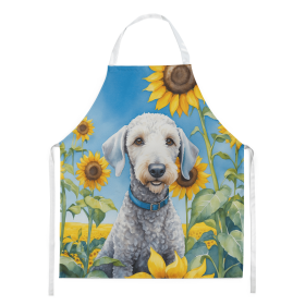 Bedlington Terrier in Sunflowers Apron