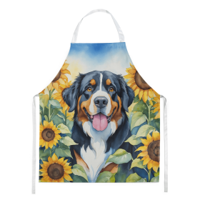 Bernese Mountain Dog in Sunflowers Apron