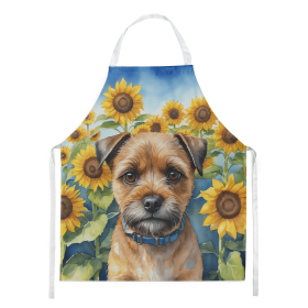 Border Terrier in Sunflowers Apron