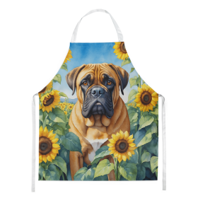 Bullmastiff in Sunflowers Apron