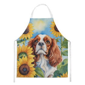 Cavalier King Charles Spaniel in Sunflowers Apron