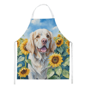 Clumber Spaniel in Sunflowers Apron