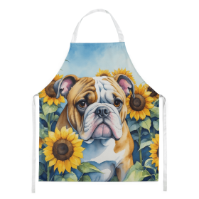 English Bulldog in Sunflowers Apron