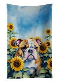 English Bulldog in Sunflowers Kitchen Towel