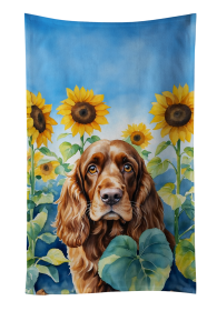 English Cocker Spaniel in Sunflowers Kitchen Towel