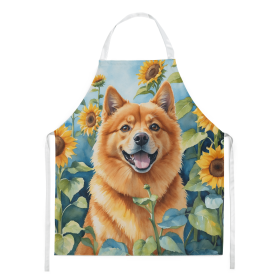 Finnish Spitz in Sunflowers Apron