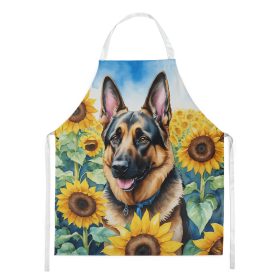 German Shepherd in Sunflowers Apron