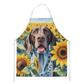 German Shorthaired Pointer in Sunflowers Apron