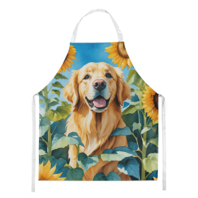 Golden Retriever in Sunflowers Apron