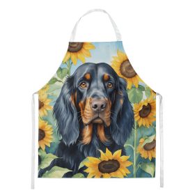 Gordon Setter in Sunflowers Apron