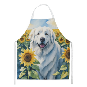 Great Pyrenees in Sunflowers Apron