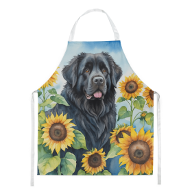 Newfoundland in Sunflowers Apron