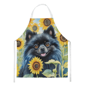 Pomeranian in Sunflowers Apron