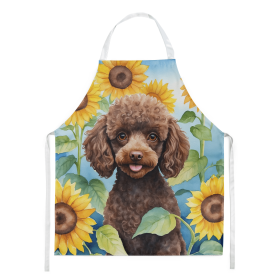 Poodle - Chocolate - in Sunflowers Apron